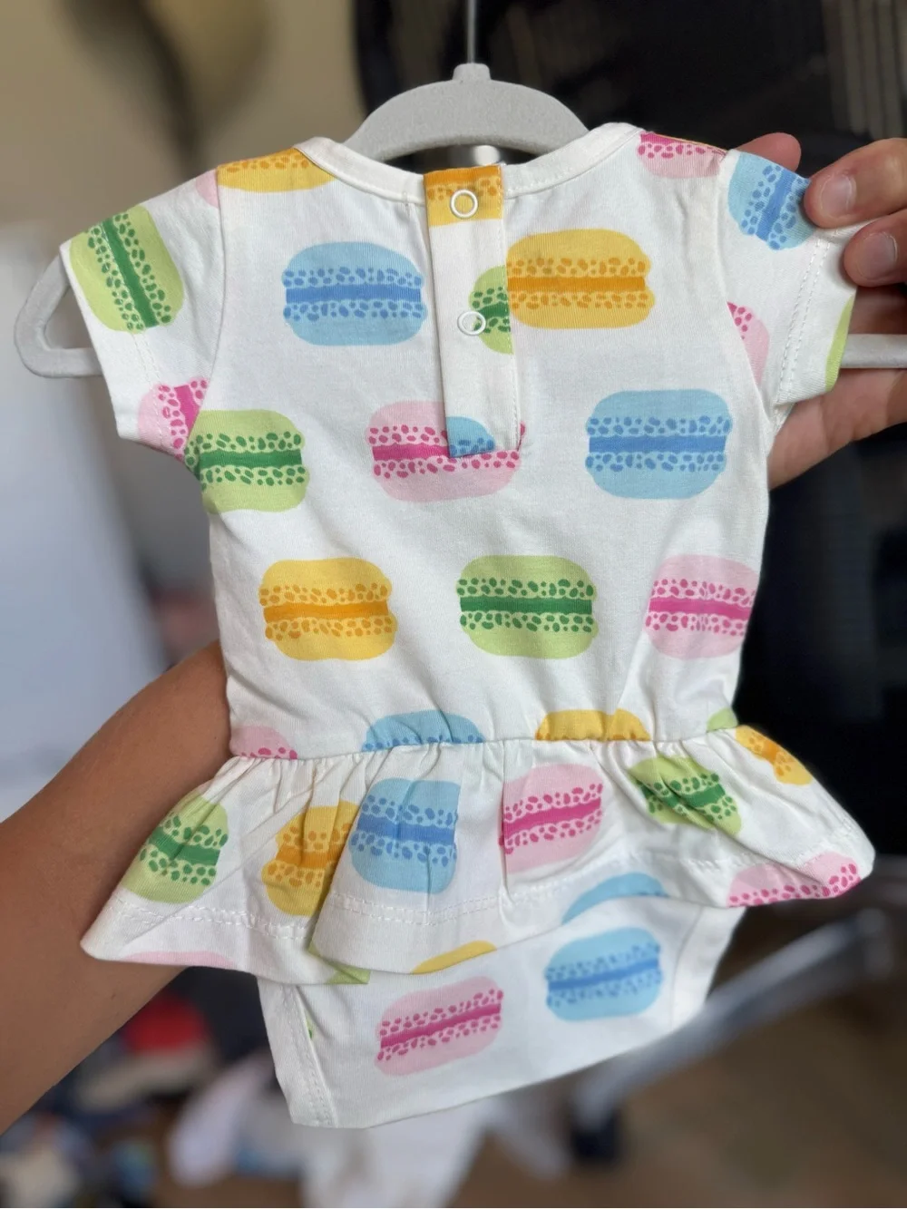 Baby Peplum Bodysuit in Multicolor Macaron Print